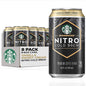 Eight cans of Starbucks Nitro Cold Brew with Vanilla Sweet Cream, 9.6 fl oz each, in black cans, arranged in a pack.