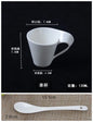 White ceramic wavy espresso cup, modern design, perfect for breakfast or dessert, ideal for couples or home decor.