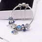 Blue glass crystal bracelet with silver 925 accents, women's jewelry featuring elegant, sparkling design.