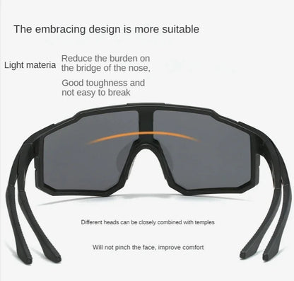 Blue and black cycling sunglasses with UV400 protection, sport design, and wraparound bike eyewear for men and women outdoors.