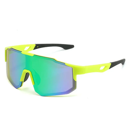 Blue and black cycling sunglasses with UV400 protection, designed for outdoor bike riding and MTB sports for men and women.