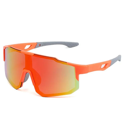 Blue and black cycling sunglasses with UV400 protection, sports design, lightweight frame, suitable for outdoor mountain biking.
