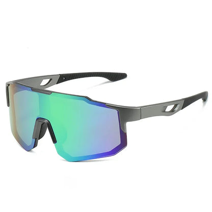Blue and black cycling sunglasses by BackupMyFilesNow.com with UV400 protection, designed for outdoor MTB and bike riding.