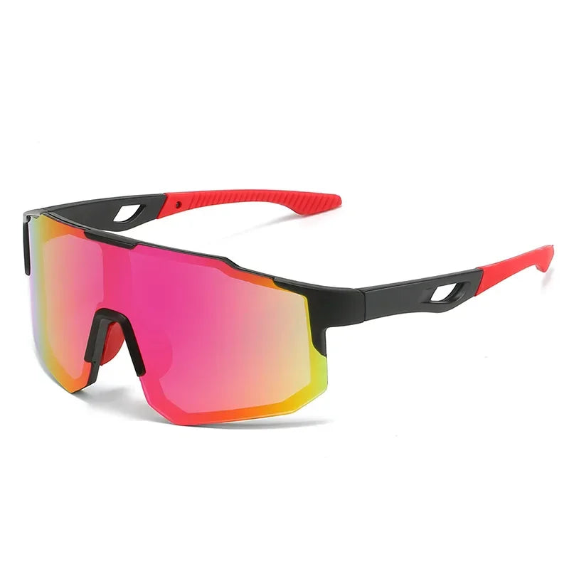 Blue and black cycling sunglasses for men and women, MTB outdoor bike eyewear with UV400 protection and dark lenses.