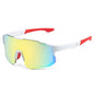 Blue and black sports cycling sunglasses with UV400 protection, designed for outdoor MTB riding for men and women.