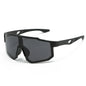 Blue and black cycling sunglasses with UV400 protection, sports design, lightweight frame, suitable for men and women outdoor biking.