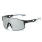 Blue and black sports cycling sunglasses with UV400 protection, designed for outdoor MTB biking, suitable for men and women.