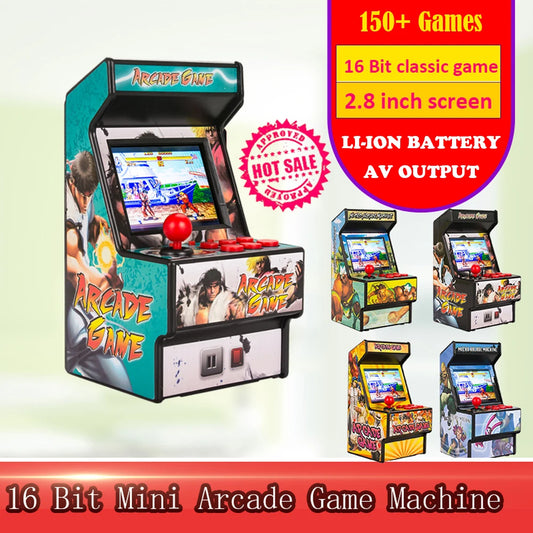 Portable 2.8-inch SEGA retro handheld arcade game console with built-in 150+ classic 16-bit video games.