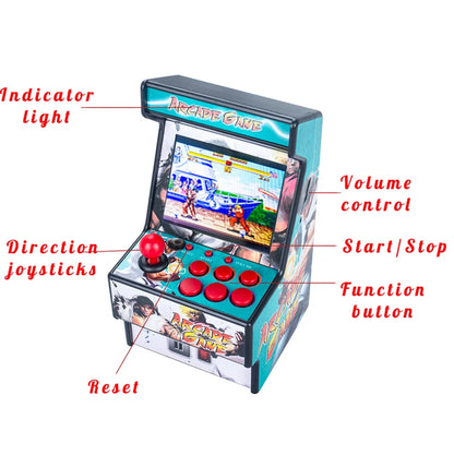 Portable 2.8-inch handheld arcade game console with built-in 150+ retro SEGA classics, compact design, and colorful buttons.