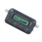 HD digital satellite finder meter for satellite TV receivers by BACKUPMYFILESNOW.COM, showing the device with display and controls.