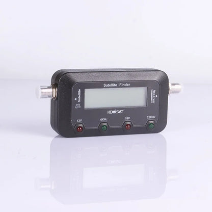 HD digital satellite finder meter for satellite TV receiver, showing digital display and antenna connection, by BACKUPMYFILESNOW.COM®.
