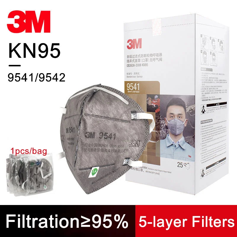 3M KN95 adult reusable masks in individual packs, with hygienic design and FPP2 filter for safety and protection.