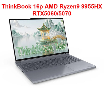Lenovo ThinkBook 16p laptop with AMD Ryzen 9 9955HX, RTX 5070, 32GB RAM, 1TB SSD, 16-inch 2.5K IPS 240Hz display.