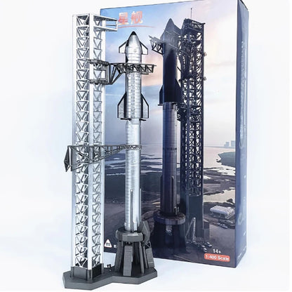 1/400 scale SpaceX Dragon Heavy Falcon Starship rocket diecast metal model toy, detailed space exploration replica.