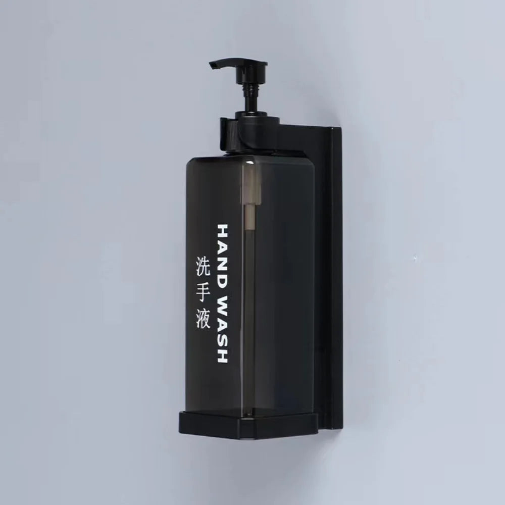 Wall-mounted hotel shampoo and shower gel bottles with hand sanitizer and soap dispensers, no punching required, by BackupMyFilesNow.com