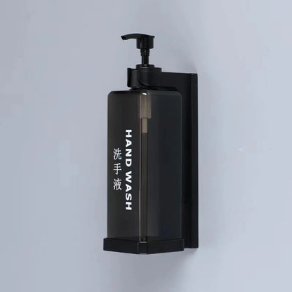 Wall-mounted hotel shampoo and shower gel bottles with hand sanitizer and soap dispensers, no punching required, by BackupMyFilesNow.com
