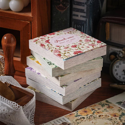 Set of 100 vintage paper stationery supplies with multi-style deco and retro writing paper for junk journals and scrapbooking.