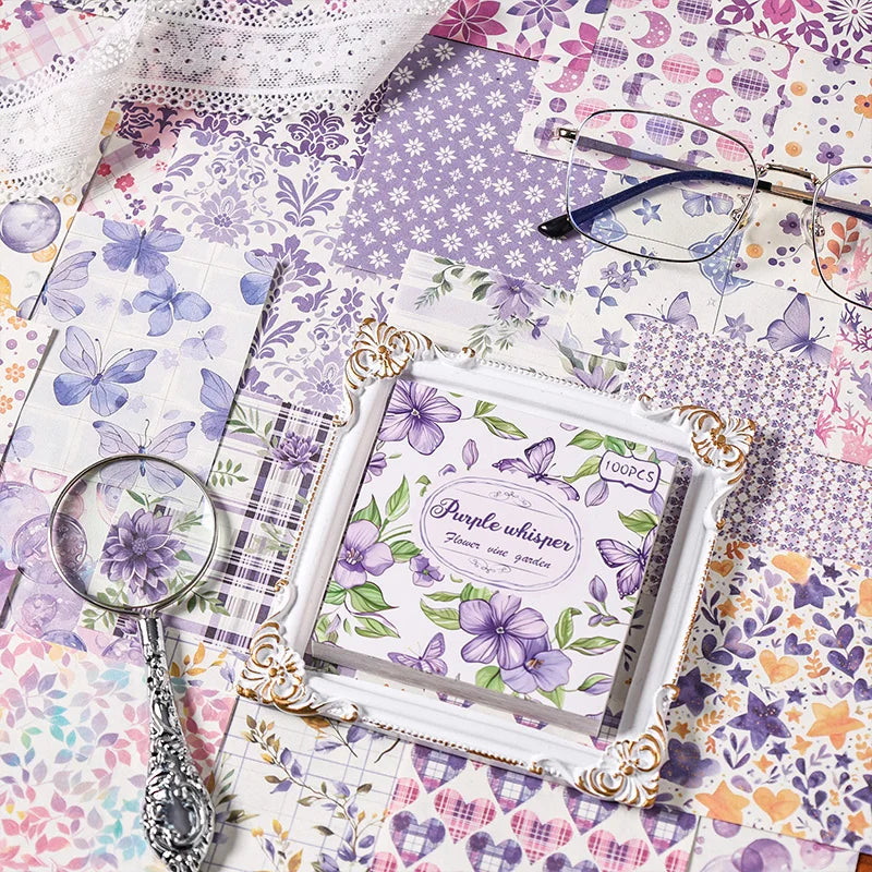 Set of 100 vintage-style decorative paper sheets for journaling, scrapbooking, and stationery craft projects.