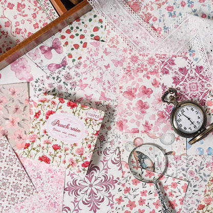 Set of 100 vintage paper stationery supplies with multi-style deco retro writing paper, ideal for junk journals and scrapbooking.
