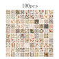 Set of 100 vintage-style decorative writing papers and labels for scrapbooking, junk journals, and stationery craft projects.