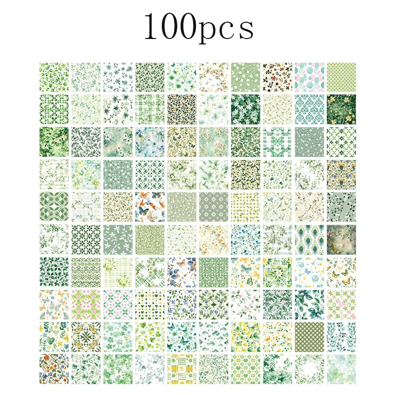 Set of 100 vintage-style decorative writing papers and labels for scrapbooking, junk journals, and stationery crafts.