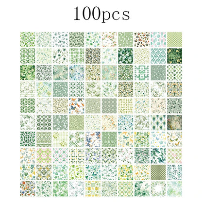 Set of 100 vintage-style decorative writing papers and labels for scrapbooking, junk journals, and stationery crafts.