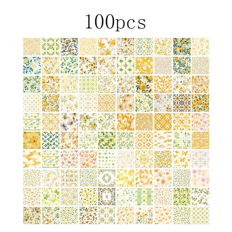 Set of 100 vintage paper stationery supplies with multi-style deco and retro writing paper for junk journals and scrapbooking.