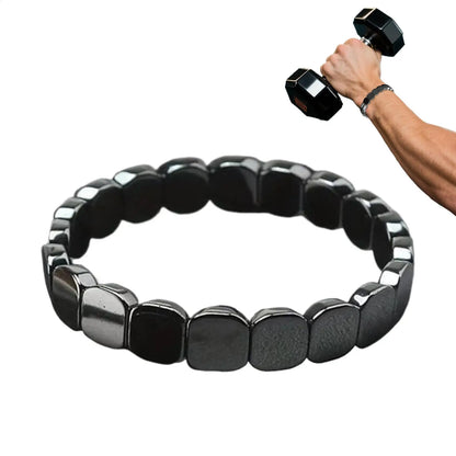 19cm natural hematite bracelet for men, stylish jewelry wristband with polished hematite stones, ideal for Father, Husband, or Boyfriend.