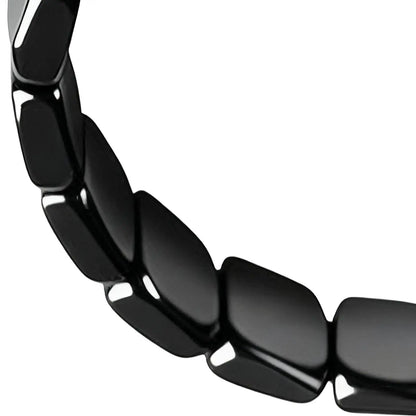 Natural hematite stone bracelet for men, stylish 19cm wristband suitable for fathers, husbands, and boyfriends.