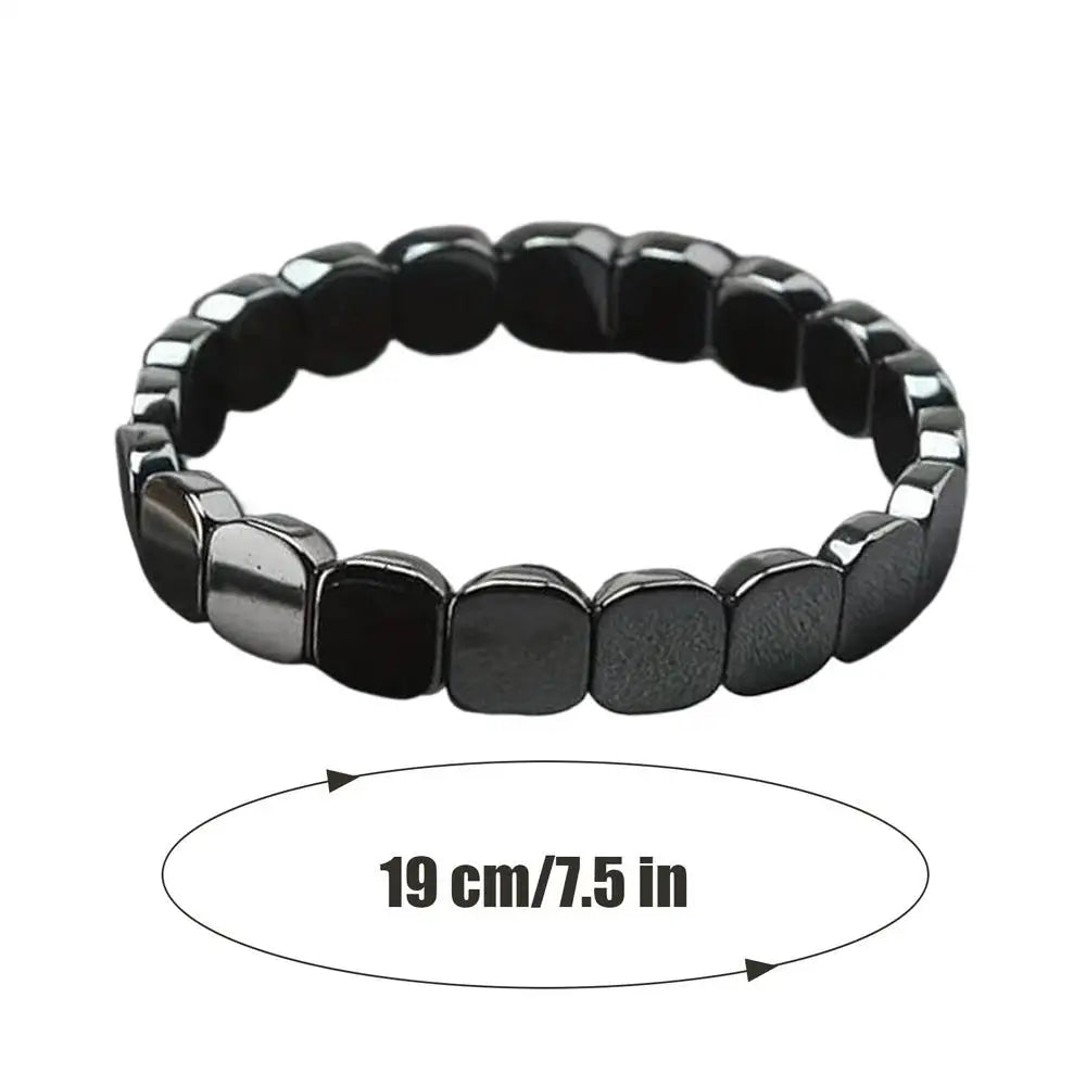Fashionable 19cm natural hematite stone bracelet for men, suitable for father, husband, or boyfriend jewelry and gift.