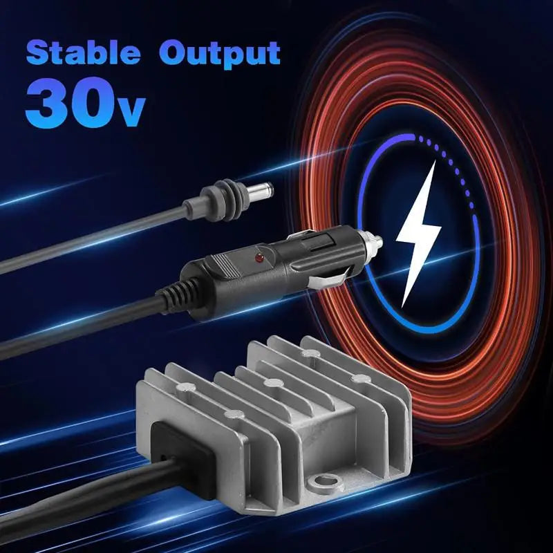 Starlink Mini Boost power cord test measurement tool accessory, showing connectors and measurement interface for voltage and current.