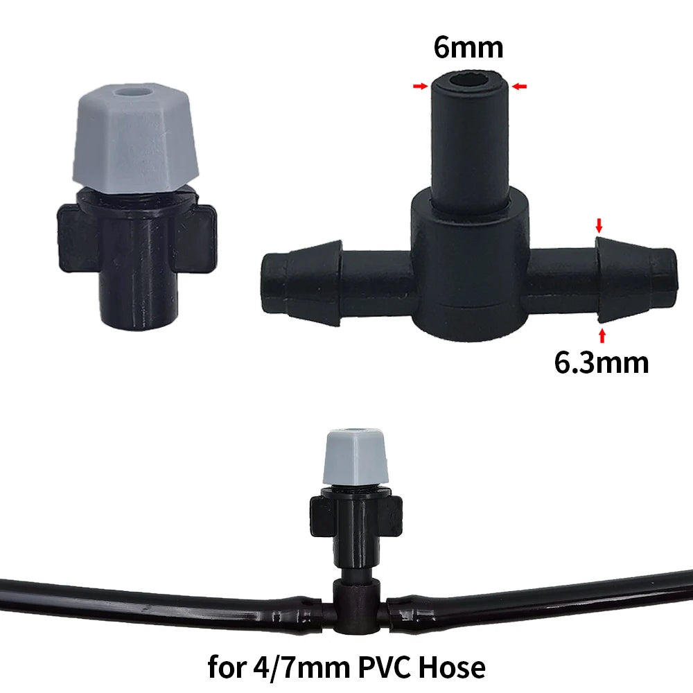 WUJIE 20pcs plastic garden irrigation sprinkler heads with nozzles and tee joints for misting and watering gardens.