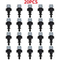WUJIE 20-pack plastic garden watering misting sprinkler heads with nozzles and tee joints for irrigation systems.