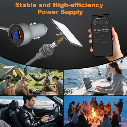 Waterproof Starlink Mini Power Adapter by BACKUPMYFILESNOW.COM®, 12V-24V to 30V 2A boost converter with USB-C and digital voltmeter