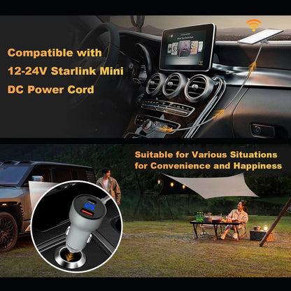 Waterproof Starlink Mini Power Adapter by BACKUPMYFILESNOW.COM with digital voltmeter, 12V-24V to 30V 2A boost converter, Type C charger