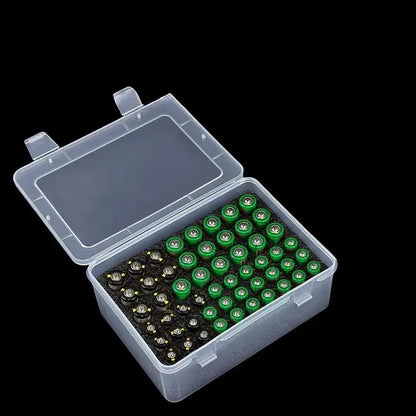 BackupMyFilesNow.com battery storage organizer holder for 54 AA and AAA batteries, ideal for home drawer or garage organization.