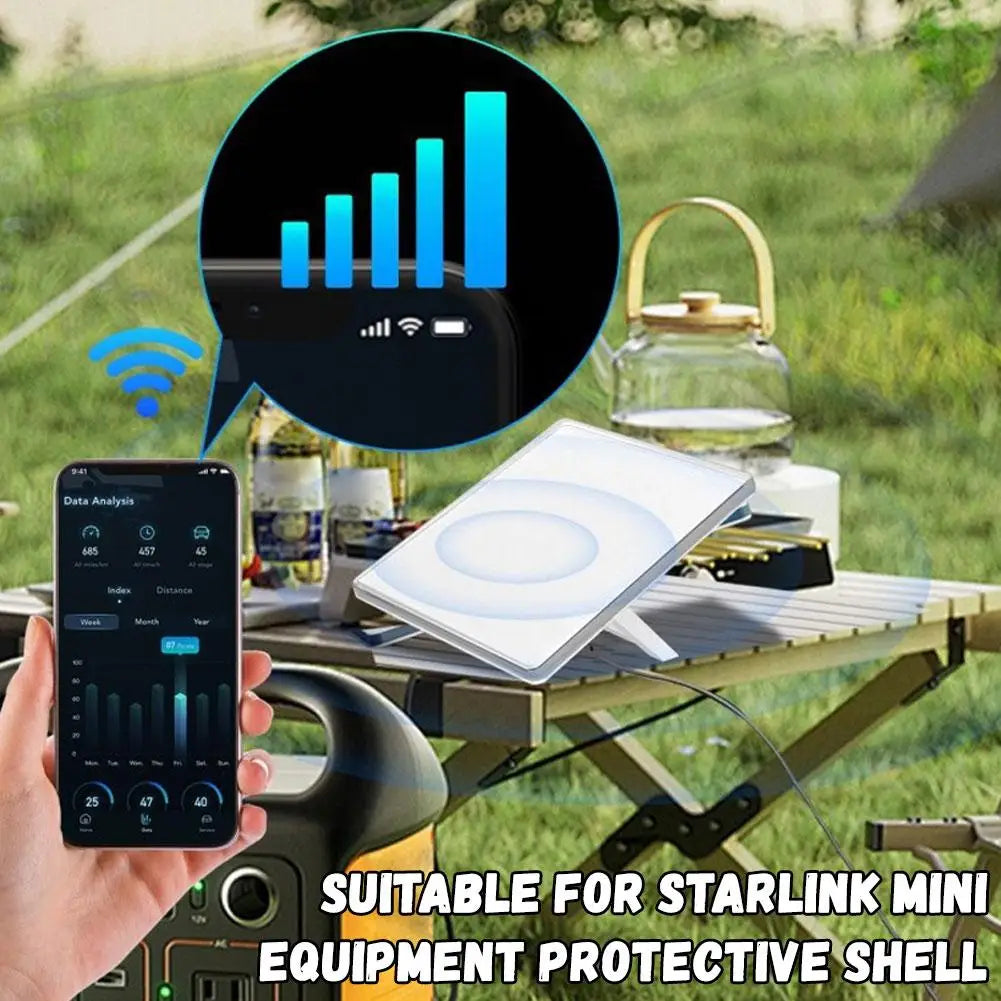 BackupsMyFilesNow® Starlink Mini device protection cover, plastic antenna case for satellite accessories, durable and lightweight.