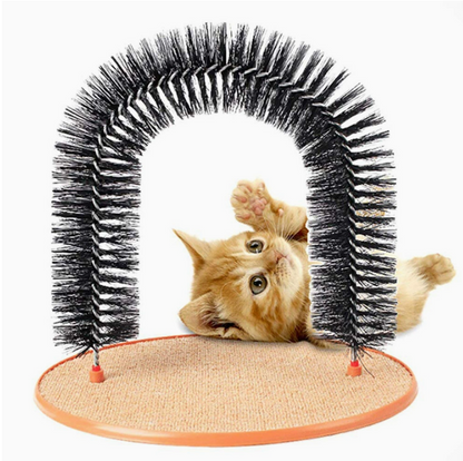 BackupMyFileSnow® grooming cat toy arch with colorful hanging toys and scratching posts for feline play and exercise.