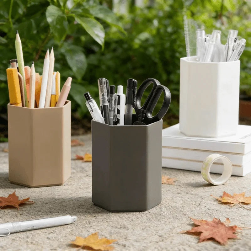 Durable office desk pen holder by BackupMyFilesNow.com, ideal for home, dorm, or desktop storage of pens and small supplies.