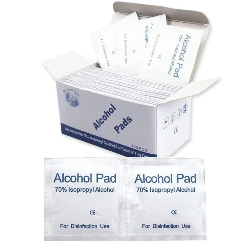 Portable alcohol swabs for ear and phone cleaning, individually packaged with 70% alcohol for disinfection and hygiene.