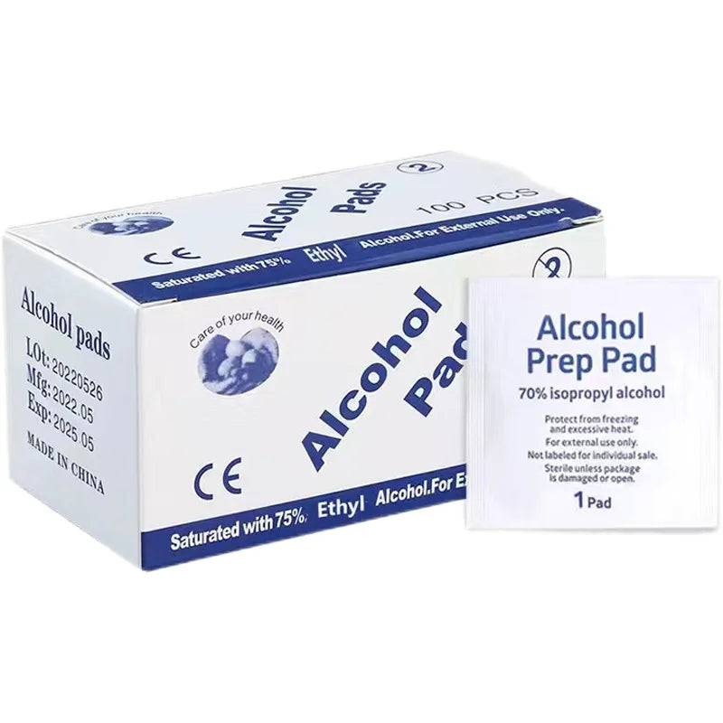 Portable alcohol swabs for earring disinfection and phone cleaning, individually packaged with 70% alcohol for hygienic wiping.