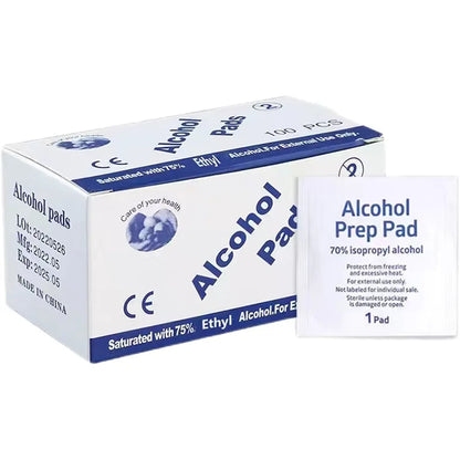 Portable alcohol swabs for earring disinfection and phone cleaning, individually packaged with 70% alcohol for hygienic wiping.
