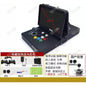 Portable folding arcade game machine with double screens, joystick, all-in-one compact entertainment system for home fun.
