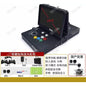 Portable folding arcade game machine with double screens, joystick, all-in-one compact entertainment system for home fun.