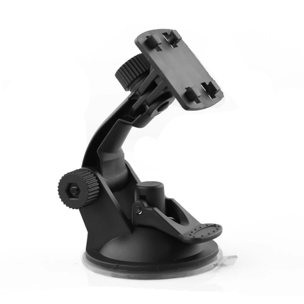 Vehicle-mounted GPS stand with adjustable windshield suction cup holder for dash cams and car accessories.