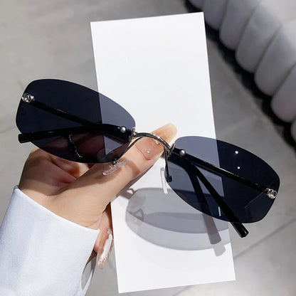 Luxury frameless sunglasses for women and men, stylish travel and driving UV400 sunscreen sunglasses by BACKUPMYFILESNOW.COM®