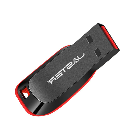 Red plastic USB flash drive with key ring, available in 128MB, 4GB, 16GB, and 32GB, compatible with PC, TV, and car.