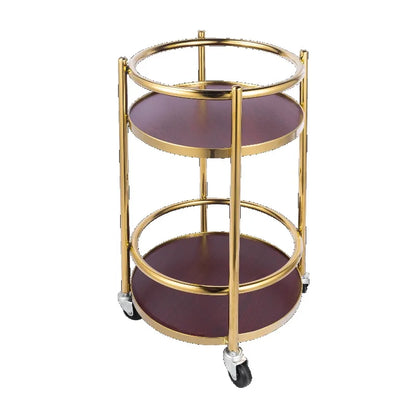 Portable 3-tier wooden snack and dessert display stand for parties and offices, with rolling wheels and versatile kitchen serving trolley.