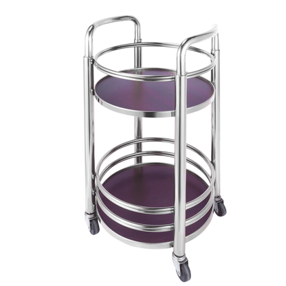 Portable 3-tier wooden snack and dessert display stand on wheels, ideal for parties, offices, and kitchen serving.