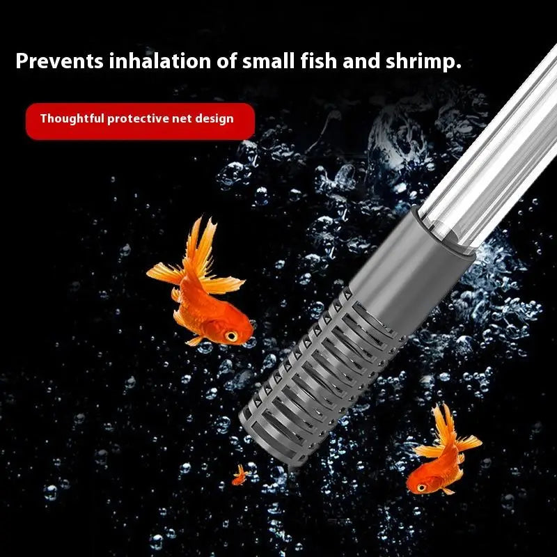 Complete aquarium water changing and sand cleaning equipment for maintenance, featuring hoses and tools for efficient cleaning.